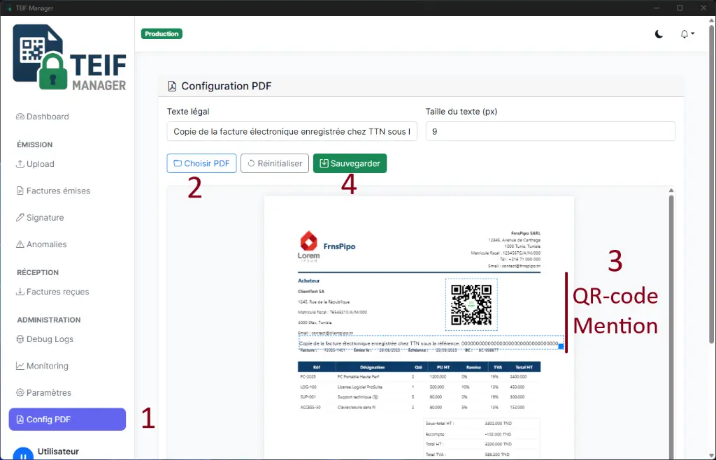 Exemple facture PDF après signature